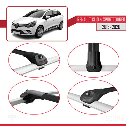 Kompatibel mit Renault Clio 4 ST 2013-2020 ACE-1 Relingträger Dachträger Auto Gepäckträger Schwarz Aluminium 2 Stangen