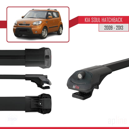 Kompatibel mit Kia Soul (AM) HB 2009-2013 ACE-1 Relingträger Dachträger Auto Gepäckträger Schwarz Aluminium 2 Stangen