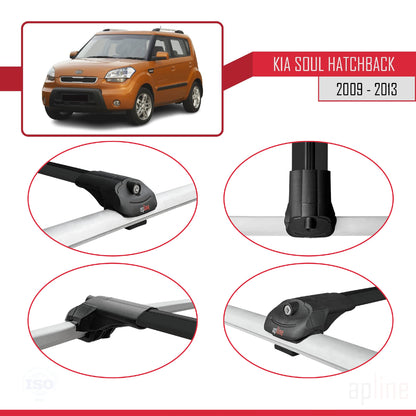 Kompatibel mit Kia Soul (AM) HB 2009-2013 ACE-1 Relingträger Dachträger Auto Gepäckträger Schwarz Aluminium 2 Stangen