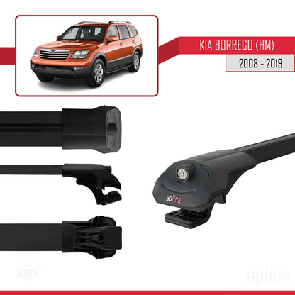 Kompatibel mit Kia Borrego (HM) 2008-2019 ACE-1 Relingträger Dachträger Auto Gepäckträger Schwarz Aluminium 3 Stangen