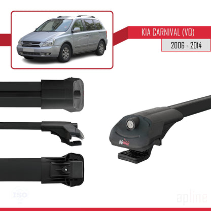 Kompatibel mit Kia Carnival 2 (VQ) 2006-2014 ACE-1 Relingträger Dachträger Auto Gepäckträger Schwarz Aluminium 3 Stangen