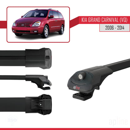 Kompatibel mit Kia Grand Carnival 2 (VQ) 2006-2014 ACE-1 Relingträger Dachträger Auto Gepäckträger Schwarz Aluminium 3 Stangen