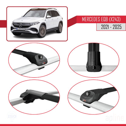 Kompatibel mit Mercedes EQB (X243) 2021-2025 ACE-1 Relingträger Dachträger Auto Gepäckträger Schwarz Aluminium 3 Stangen