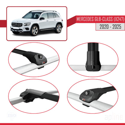 Kompatibel mit Mercedes GLB Klasse (X247) 2020-2025 ACE-1 Relingträger Dachträger Auto Gepäckträger Schwarz Aluminium 3 Stangen
