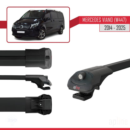 Compatible with Mercedes Viano 3 (W447) 2014-2025 ACE-1 Car Roof Rack Cross Bar Black Aluminium 2 Bars