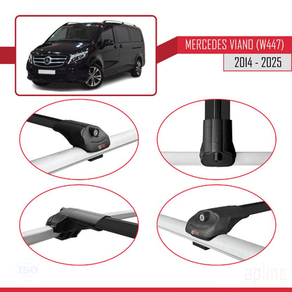 Compatible with Mercedes Viano 3 (W447) 2014-2025 ACE-1 Car Roof Rack Cross Bar Black Aluminium 2 Bars