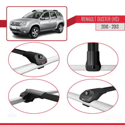 Kompatibel mit Renault Duster (HS) Pre-Facelift 2010-2013 ACE-1 Relingträger Dachträger Auto Gepäckträger Schwarz Aluminium 2 Stangen