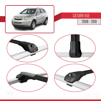 Compatible avec Saturn Vue 2 2008-2010 ACE-1 Barres de Toit Railing Porte-Bagages de Voiture Noir Aluminium 2 Barres
