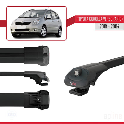 Compatible avec Toyota Corolla Verso (E120) 2001-2004 ACE-1 Barres de Toit Railing Porte-Bagages de Voiture Noir Aluminium 3 Barres