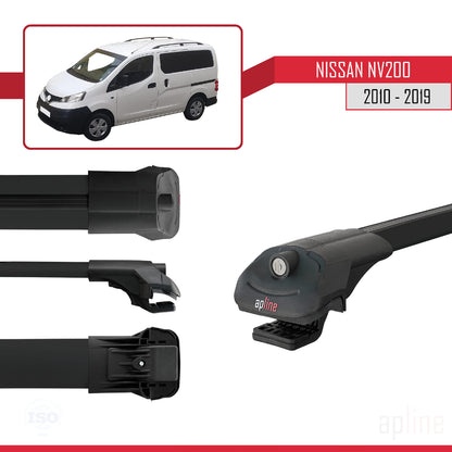 Compatible with Nissan NV200 (M20) 2010-2019 ACE-1 Car Roof Rack Cross Bar Black Aluminium 3 Bars