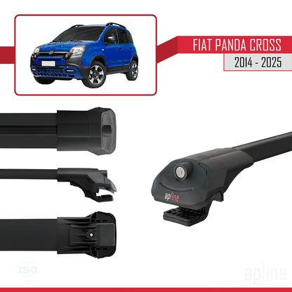 Compatible avec Fiat Panda Cross 2014-2025 ACE-1 Barres de Toit Railing Porte-Bagages de Voiture Noir Aluminium 2 Barres