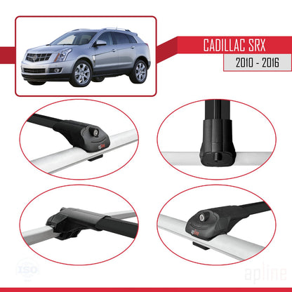 Kompatibel mit Cadillac SRX 2010-2016 ACE-1 Dachgepäckträger, Gepäckträger, schwarzes Aluminium, 2 Stangen
