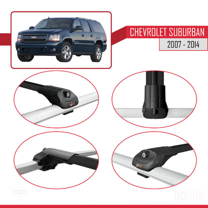 Compatible avec Chevrolet Suburban 2007-2014 ACE-1 Barres de Toit Railing Porte-Bagages de Voiture Noir Aluminium 4 Barres