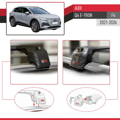 Kompatibel mit Q4 (F4) E-Tron 2021-2025 ACE-2 Relingträger Dachträger Auto Gepäckträger Schwarz Aluminium 2 Stangen