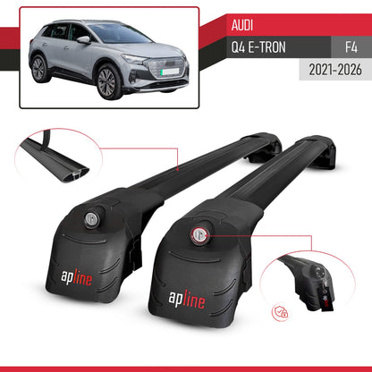 Kompatibel mit Q4 (F4) E-Tron 2021-2025 ACE-2 Relingträger Dachträger Auto Gepäckträger Schwarz Aluminium 2 Stangen