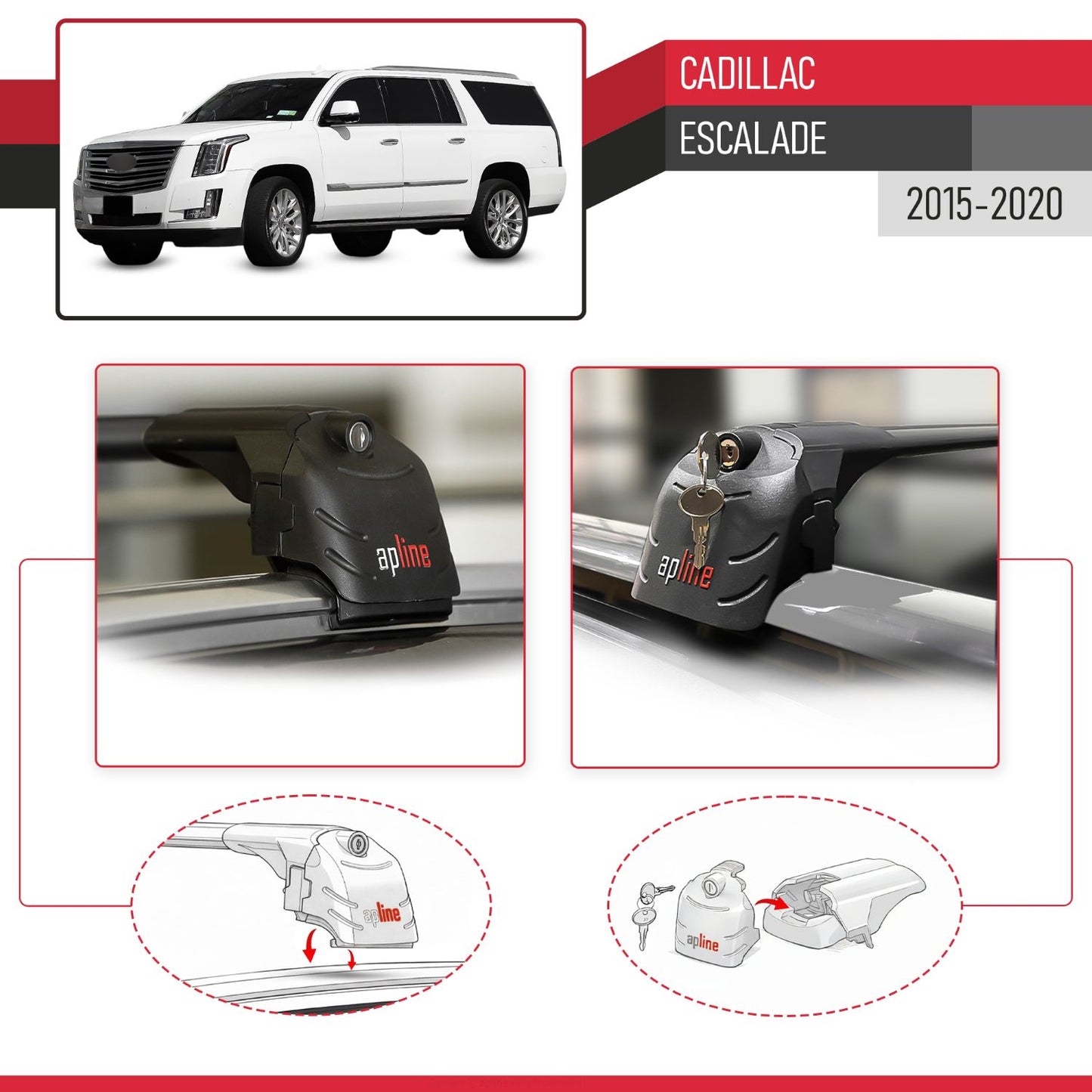 Kompatibel mit Cadillac Escalade 2015-2020 ACE-2 Relingträger Dachträger Auto Gepäckträger Schwarz Aluminium 2 Stangen
