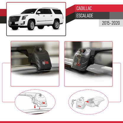 Kompatibel mit Cadillac Escalade 2015-2020 ACE-2 Relingträger Dachträger Auto Gepäckträger Schwarz Aluminium 2 Stangen