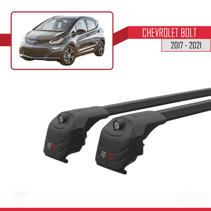 Compatible avec Chevrolet Bolt 2017-2021 ACE-2 Barres de Toit Railing Porte-Bagages de Voiture Noir Aluminium 2 Barres