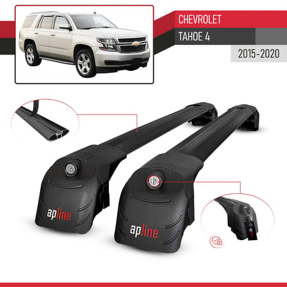 Kompatibel mit Chevrolet Tahoe 4 2015-2020 ACE-2 Relingträger Dachträger Auto Gepäckträger Schwarz Aluminium 2 Stangen