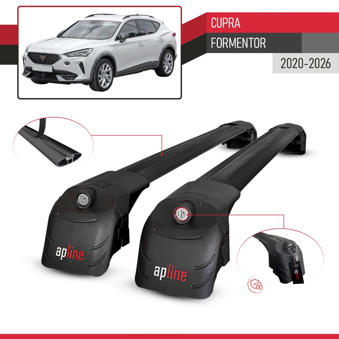Kompatibel mit Cupra Formentor 2020-2025 ACE-2 Relingträger Dachträger Auto Gepäckträger Schwarz Aluminium 2 Stangen
