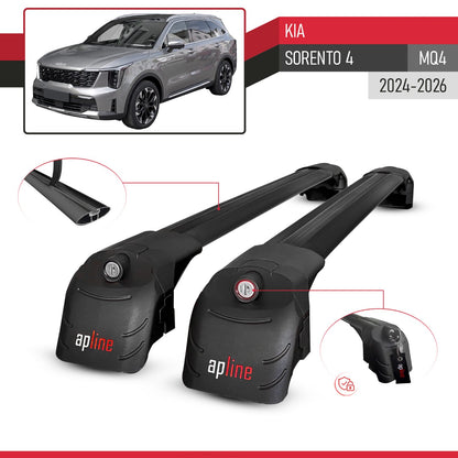 Kompatibel mit Kia Sorento 4 (MQ4) 2021-2025 ACE-2 Relingträger Dachträger Auto Gepäckträger Schwarz Aluminium 2 Stangen