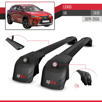 Kompatibel mit Lexus UX (ZA10) 2019-2025 ACE-2 Relingträger Dachträger Auto Gepäckträger Schwarz Aluminium 2 Stangen