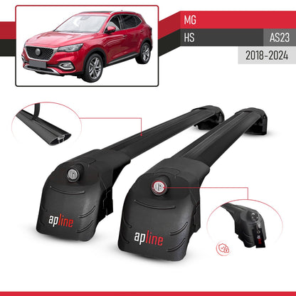 Kompatibel mit MG HS (AS23) 2018-2024 ACE-2 Relingträger Dachträger Auto Gepäckträger Schwarz Aluminium 2 Stangen