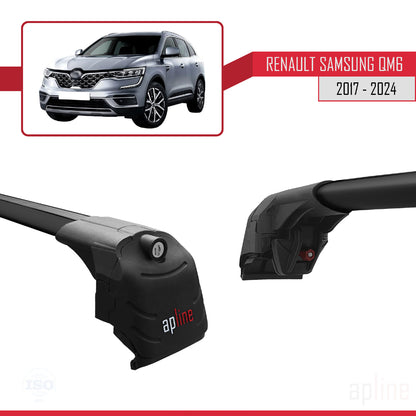 Compatible avec Renault Samsung QM6 2017-2024 ACE-2 Barres de Toit Railing Porte-Bagages de Voiture Noir Aluminium 2 Barres