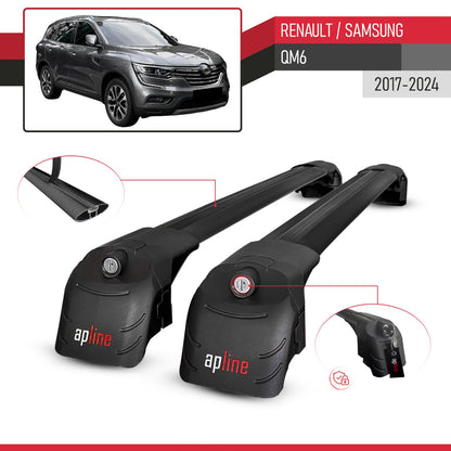 Kompatibel mit Renault Samsung QM6 2017-2024 ACE-2 Relingträger Dachträger Auto Gepäckträger Schwarz Aluminium 2 Stangen