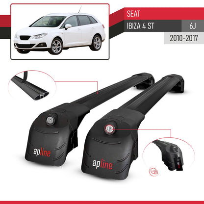 Kompatibel mit Seat Ibiza 4 (6J) ST 2010-2017 ACE-2 Relingträger Dachträger Auto Gepäckträger Schwarz Aluminium 2 Stangen