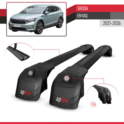Compatible with Skoda Enyaq 2021-2025 ACE-2 Car Roof Rack Cross Bar Black Aluminium 2 Bars