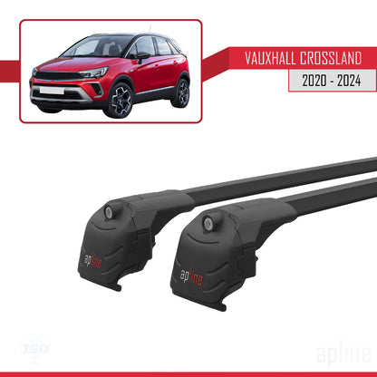 Compatible avec Vauxhall Crossland 2020-2024 ACE-2 Barres de Toit Railing Porte-Bagages de Voiture Noir Aluminium 2 Barres