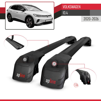 Kompatibel mit Volkswagen ID.4 2020-2025 ACE-2 Relingträger Dachträger Auto Gepäckträger Schwarz Aluminium 2 Stangen