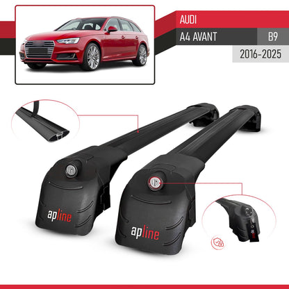 Compatible with A4 (B9) Avant 2016-2025 ACE-2 Car Roof Rack Cross Bar Black Aluminium 2 Bars