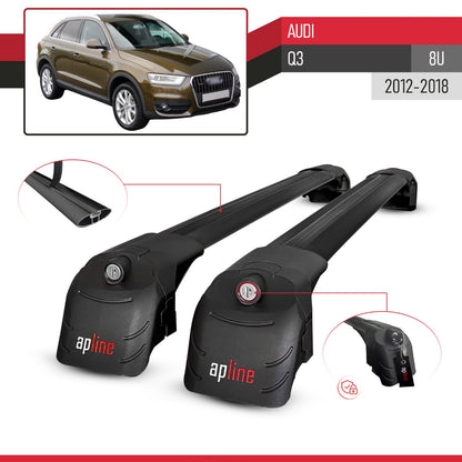 Kompatibel mit Q3 (8U) 2012-2018 ACE-2 Relingträger Dachträger Auto Gepäckträger Schwarz Aluminium 2 Stangen