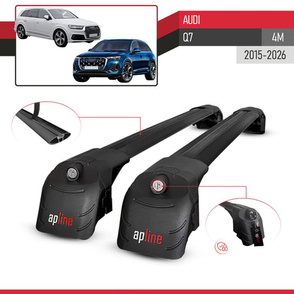 Compatible with Q7 (4M) 2016-2025 ACE-2 Car Roof Rack Cross Bar Black Aluminium 2 Bars