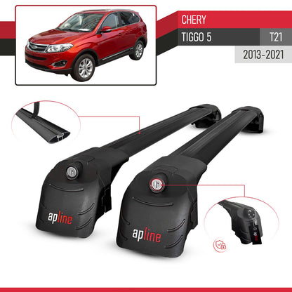 Kompatibel mit Chery Tiggo 5 (T21) 2013-2021 ACE-2 Relingträger Dachträger Auto Gepäckträger Schwarz Aluminium 2 Stangen