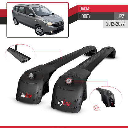 Kompatibel mit Dacia Lodgy (J92) 2012-2022 ACE-2 Relingträger Dachträger Auto Gepäckträger Schwarz Aluminium 2 Stangen