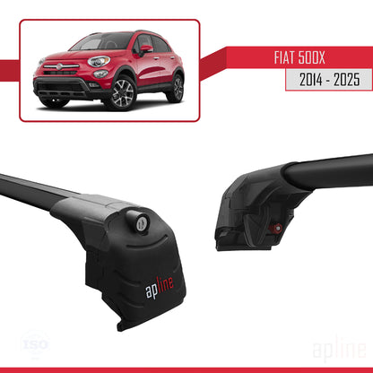 Compatible avec Fiat 500X 2014-2025 ACE-2 Barres de Toit Railing Porte-Bagages de Voiture Noir Aluminium 2 Barres