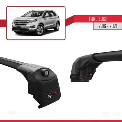 Kompatibel mit Ford Edge (CD539) 2016-2021 ACE-2 Dachträger, Auto-Dachgepäckträger, schwarzes Aluminium, 2 Stangen