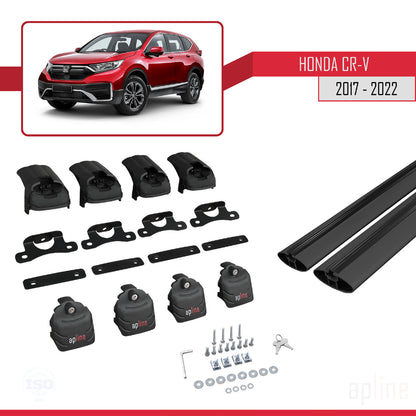 Compatible avec Honda CR-V 5 2017-2022 ACE-2 Barres de Toit Railing Porte-Bagages de Voiture Noir Aluminium 2 Barres