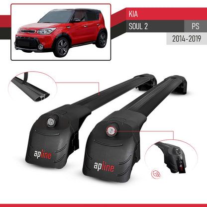 Kompatibel mit Kia Soul 2 (PS) 2014-2019 ACE-2 Relingträger Dachträger Auto Gepäckträger Schwarz Aluminium 2 Stangen