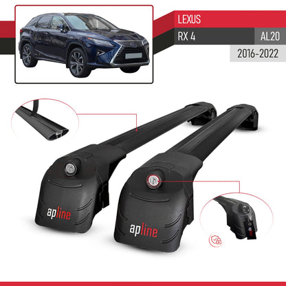 Kompatibel mit Lexus RX 4 (AL20) 2016-2022 ACE-2 Relingträger Dachträger Auto Gepäckträger Schwarz Aluminium 2 Stangen