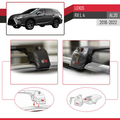 Kompatibel mit Lexus RX 4 L (AL20) 2018-2022 ACE-2 Relingträger Dachträger Auto Gepäckträger Schwarz Aluminium 2 Stangen