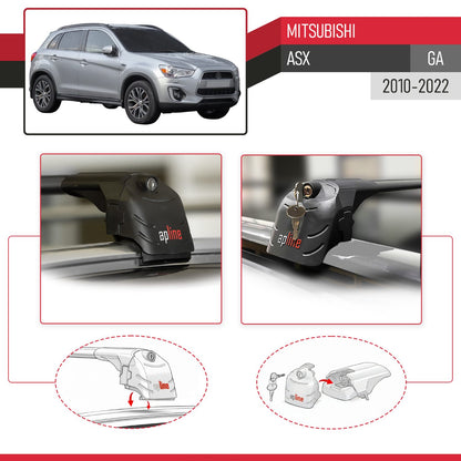 Compatible with Mitsubishi ASX (GA) 2010-2022 ACE-2 Car Roof Rack Cross Bar Black Aluminium 2 Bars