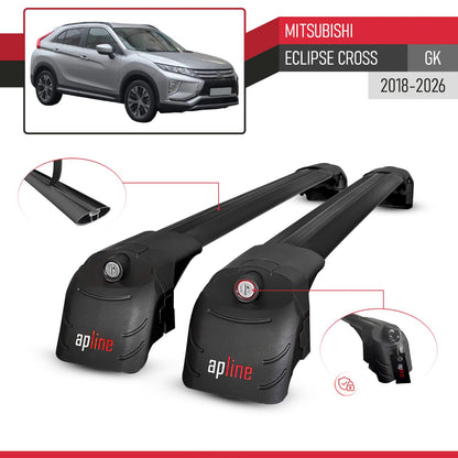 Kompatibel mit Mitsubishi Eclipse Cross (GK) 2018-2025 ACE-2 Relingträger Dachträger Auto Gepäckträger Schwarz Aluminium 2 Stangen