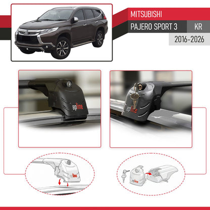 Kompatibel mit Mitsubishi Pajero Sport 3 2016-2025 ACE-2 Relingträger Dachträger Auto Gepäckträger Schwarz Aluminium 2 Stangen