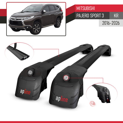 Kompatibel mit Mitsubishi Pajero Sport 3 2016-2025 ACE-2 Relingträger Dachträger Auto Gepäckträger Schwarz Aluminium 2 Stangen