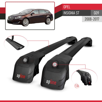 Kompatibel mit Opel Insignia (G09) ST 2009-2017 ACE-2 Relingträger Dachträger Auto Gepäckträger Schwarz Aluminium 2 Stangen