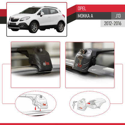 Kompatibel mit Opel Mokka A (J13) 2012-2016 ACE-2 Relingträger Dachträger Auto Gepäckträger Schwarz Aluminium 2 Stangen